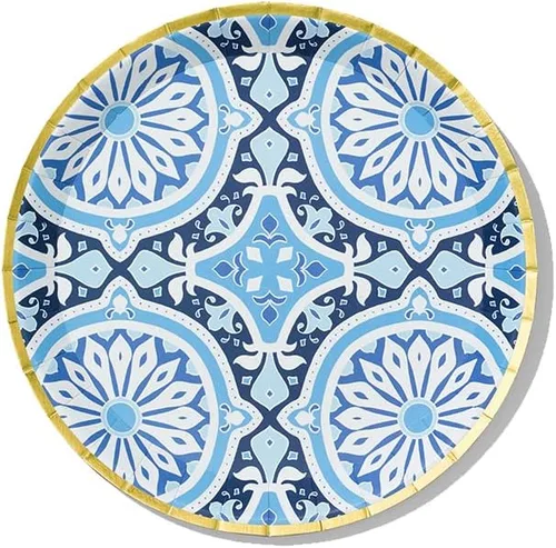 Coterie Platos azules y dorados (juego de 10 platos pequeños marroquíes, azul marino, agradables para bodas, despedidas de soltera, cenas y fiestas)