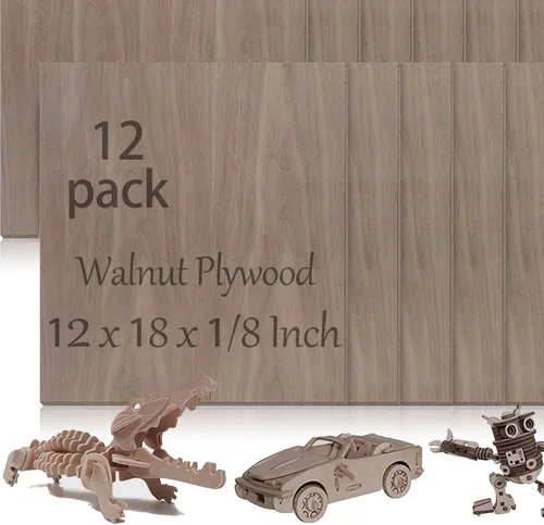 Miniatura 11 de 48 piezas de madera contrachapada de abedul báltico, 12 x 12 x 1/8 pulgadas, 0.118 pulgadas de grosor, madera sin terminar para manualidades, corte