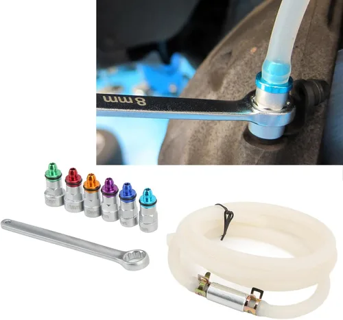Miniatura 2 de Kit de llave de purga de frenos con 6 adaptadores, goma metálica, universal para automóvil, SUV, camión ligero, motocicleta, 0.27-0.47 pulgadas