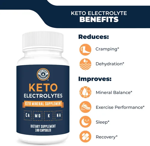 Miniatura 4 de Suplemento de electrolitos Keto, 180 cápsulas. Pastillas de electrolitos para dieta cetogénica. Magnesio, potasio, sodio, calcio. Tabletas Keto
