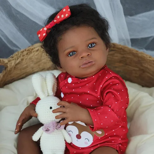 Miniatura 5 de SCOM Muñecas Reborn de bebé niña negra - Muñeca recién nacida africana americana realista de 20 pulgadas, cuerpo suave y pesado con aspecto