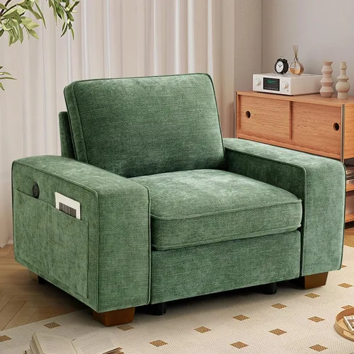 Miniatura 23 de TEKAMON Sofá Modular de 100" con Almacenamiento en los Asientos, Cómodo Sofá de Tela Chenilla de 3 Plazas para Sala de Estar, Oficina, Apartamento