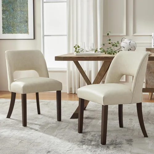 VKNOW Juego de 2 sillas de comedor modernas, tapizadas de piel sintética, sillas de comedor, sillas de cocina, sillas de cena de granja para cocina,