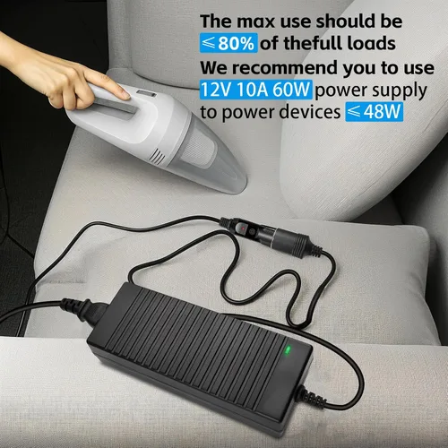 Miniatura 8 de Herfair Convertidor de CA a CC 2A 24W Adaptador de enchufe para encendedor de cigarrillos de automóvil, cable de alimentación de 110-240V a 12V