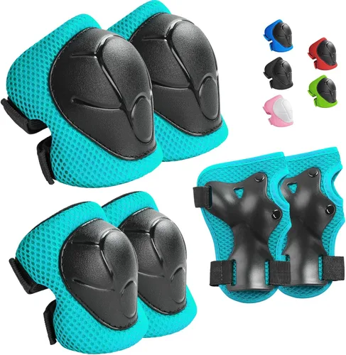 Miniatura 15 de Wemfg - Juego de protección para niños, rodilleras para niños de 3 a 14 años, rodilleras y coderas con protectores de muñeca 3 en 1 para patinaje