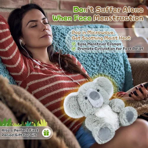 Miniatura 4 de SuzziPals Animales de peluche de koala calentables y refrigerables, bonitos peluches de almohadilla térmica para microondas para calmar y relajarse