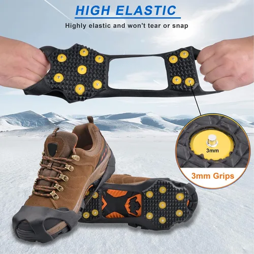 Miniatura 4 de Tacos de tracción de hielo crampones para caminar sobre nieve y hielo zapatos antideslizantes para nieve de hielo tacos de tracción para invierno