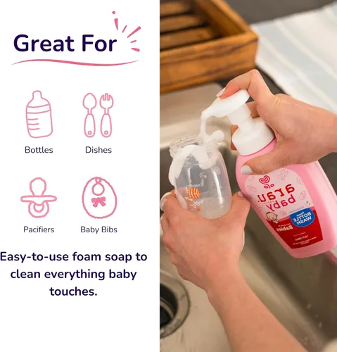 Miniatura 6 de Arau Baby Repuesto de espuma sin perfume, biberón y jabón para platos a base de plantas naturales, sin fragancia ni aditivos artificiales, suave