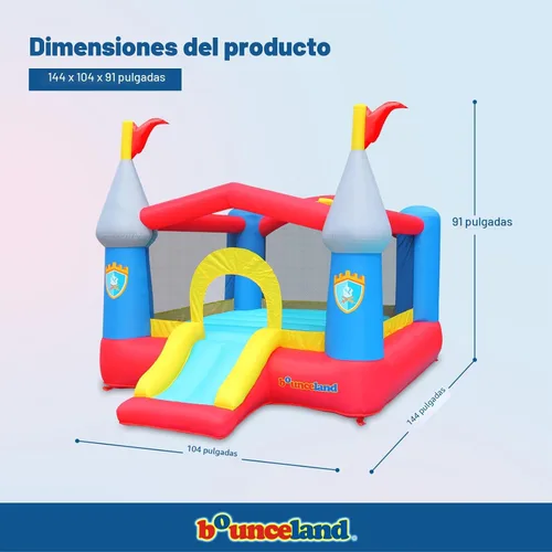 Miniatura 2 de Castillo de casa saltarina inflable Bounceland con aro de baloncesto, brincador inflable, tobogán divertido, entrada segura, soplador fuerte