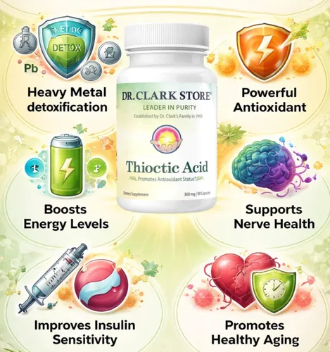 Miniatura 7 de Dr. Clark Ácido alfa lipoico (ácido tióctico), 360 mg 90 cápsulas