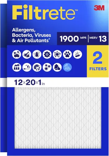 Filtrete - Paquete de 2 filtros de aire para sistemas de climatización centralizada de 1900 MPR, que filtran alérgenos por completo para una vida