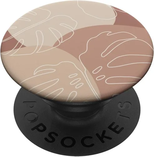 Miniatura 6 de PopSockets MagSafe PopGrip para iPhone con diseño de hojas de Monstera botánicas y tropicales, color beige moderno