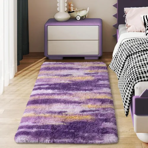 Miniatura 92 de Alfombras suaves para pasillos de dormitorio, nuevas, con parte inferior antideslizante mejorada, de 2 x 3, alfombra esponjosa y peluda verde