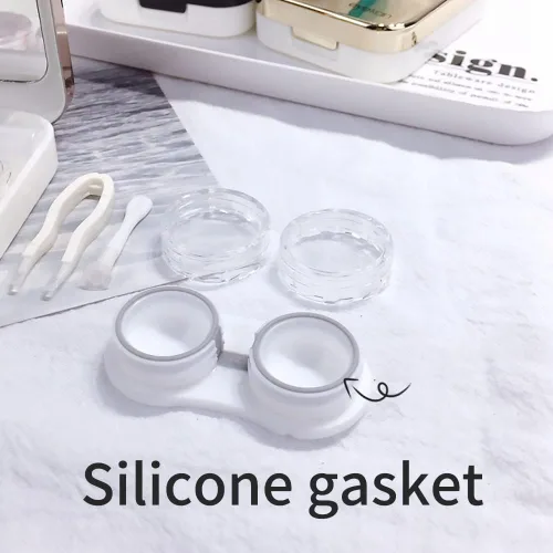Miniatura 6 de ofone Estuche para lentes de contacto, paquete de dos fundas de viaje portátiles para lentes de contacto con herramienta removedora, pinzas para Azul