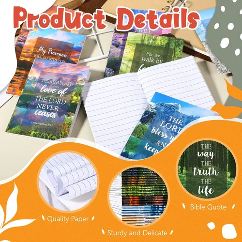 Miniatura 3 de Paquete de 50 cuadernos cristianos, diarios de oración, diario bíblico de bolsillo pequeño, diario de gratitud para mujeres y hombres, cuadernos