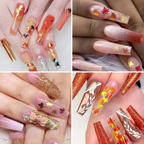 Miniatura 5 de Lentejuelas de uñas con purpurina de otoño, hojas de arce, copos de purpurina holográfica, hojas de arce holográficas, purpurina para uñas, diseño
