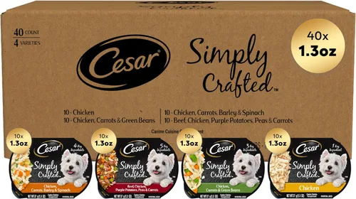 Miniatura 11 de Thierry Mugler Cesar Simplemente elaborado para adultos para adultos Comida para perros Comida Topper Variedad Pack, Pollo, Zanahorias, Y Frijoles