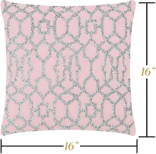Miniatura 3 de Almohada de celosía, diamantes de imitación brillantes en terciopelo suave, inserto de fibra hipoalergénica, funda lavable, única, decoración