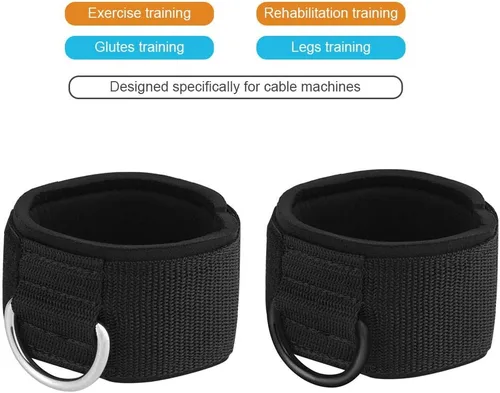 Miniatura 6 de Puños de Tobillo y Muñeca de Neopreno Acolchados Correas con Anillo en D Patada de Glúteos para Máquinas de Cable Ejercicio de Piernas Fitness