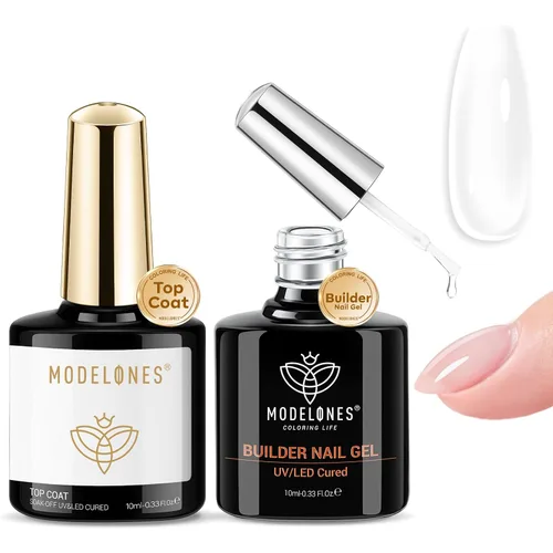 Miniatura 19 de Modelones Esmalte de uñas en gel con purpurina, acabado brillante ultra fino blanco con aurora, purpurina transparente, acabado brillante con A1