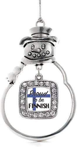 Miniatura 54 de Inspired Silver - Adorno de rodillo de reina - Adorno cuadrado de plata con muñeco de nieve con joyas de circonita cúbica