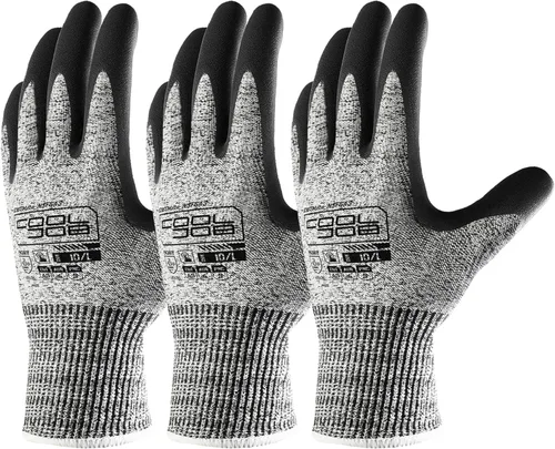 Miniatura 9 de COOLJOB A3 Cut Resistant Safety Work Gloves with Nitrile Grip, Touchscreen & Flexible for Gardening Fishing Construction A3 gris (paquete de 1)