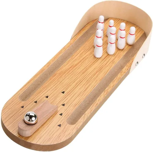 Set de Mini Juego de Bolos de Mesa - Tablero de Madera de Mesa Mini Arcade de Escritorio Pequeña Pista de Tiro de Bolos Gadgets de Alivio de Estrés