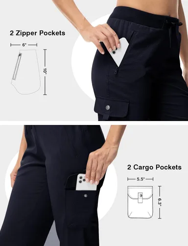 Miniatura 2 de TBMPOY Pantalones capri ligeros de secado rápido para mujer, con bolsillos tipo cargo, resistentes al agua, pantalones de viaje casuales al aire