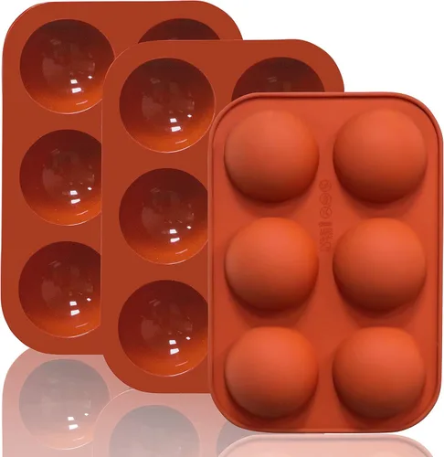 Miniatura 9 de Lerykin Paquete de 3 moldes de silicona extra grandes de 5 cavidades, molde de media esfera antiadherente para hacer bombas de chocolate caliente