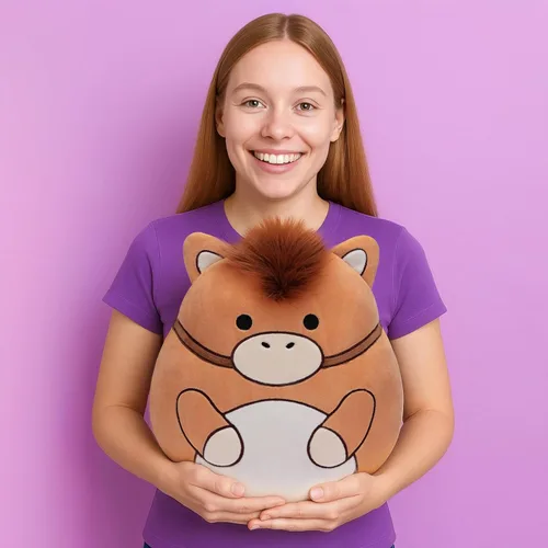Miniatura 2 de Almohada de peluche original de caballo de 12 pulgadas, tamaño grande, suave, lindo, gordo, abrazable, adorable peluche, regalo para niños