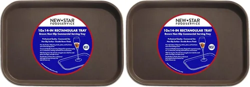 Miniatura 17 de New Star Foodservice 24852 Bandeja antideslizante de grado restaurante, plástico, forrada de goma, rectangular, 10 x 14 pulgadas, color negro