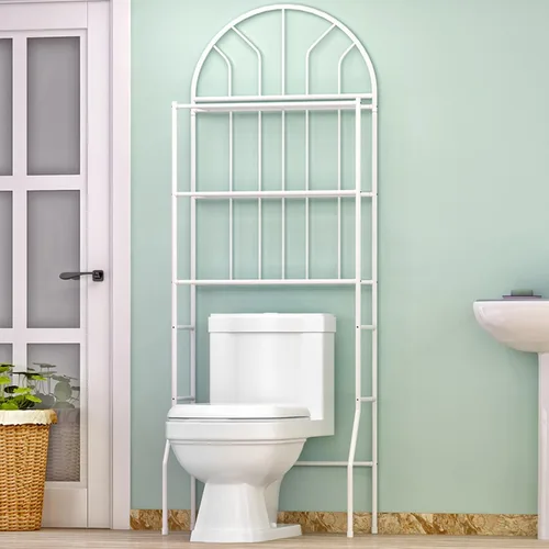 HASMI Almacenamiento de baño sobre el inodoro, organizador de baño, estante de baño blanco de 3 niveles, ahorro de espacio, estante de
