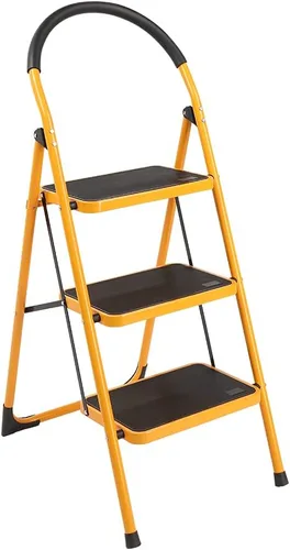 Miniatura 12 de Escalera plegable de 3/4, taburete de escalera con práctico mango antideslizante, resistente y pedal ancho, taburete portátil de acero de 330
