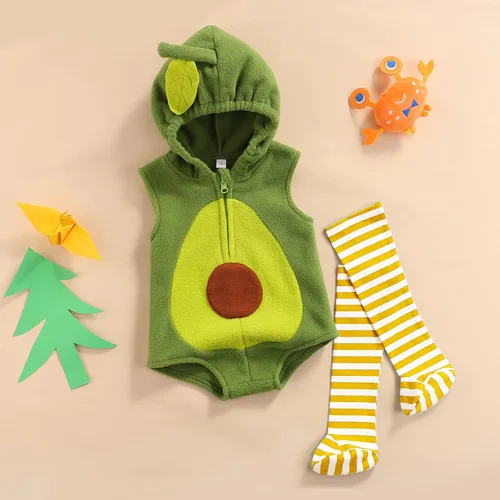 Miniatura 6 de CIYCUIT Disfraz de Halloween para bebé, niño, niña, sin mangas, con capucha, con calcetines largos, trajes de calabaza