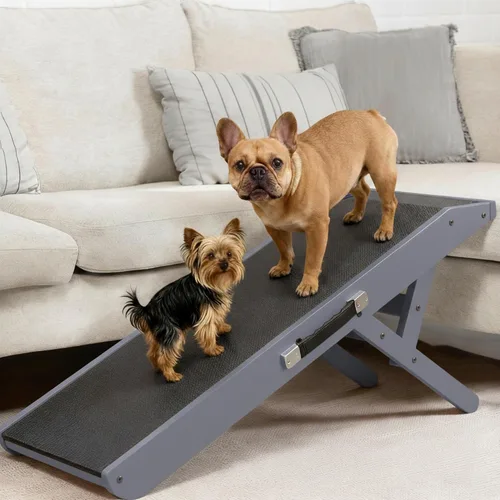 Rampa para perros para sofá – Antideslizante, construcción resistente plegable rampa para perros – Soporta hasta 200 libras – Ajustable de 7'' a Gris