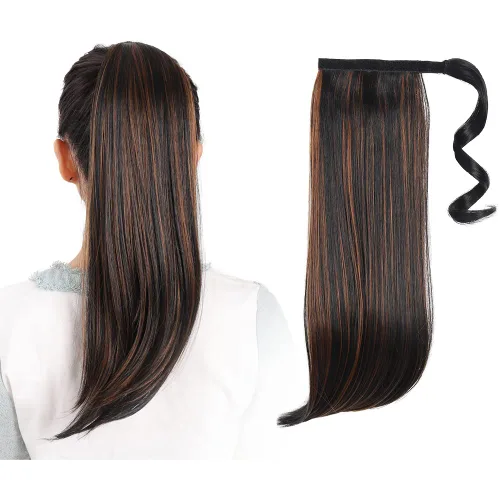 Miniatura 26 de Extensiones de cabello para cola de caballo, extensión de cola de caballo roja de 16 pulgadas, corta, ondulada, rizada, envolvente, cola de caballo