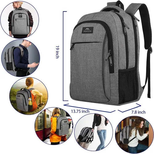 Miniatura 4 de Mochila para portátil de viaje, para negocios, antirrobo, delgada, duradera, con puerto de carga USB, resistente al agua, para colegio, para mujeres