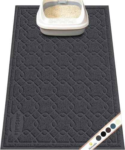 Miniatura 10 de Tapete para caja de arena para gatos, 35 x 24 pulgadas, tapete grande para atrapar arena para gatitos, mantiene el suelo limpio, tapete de caja