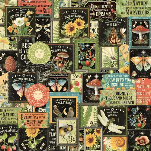 Cottagecore Stickers Vintage Nature - Vinilo impermeable de hongos botánicos y girasoles para adultos | Decoración de planificador de diario |
