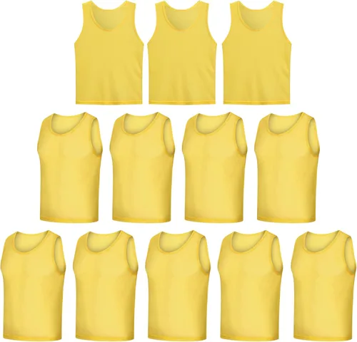 Miniatura 7 de Paquete de 12 chalecos Scrimmage, camisetas de entrenamiento de equipo/pinnies deportivos/camisetas de práctica/baberos de fútbol con bolsa de Azul