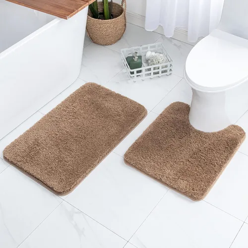 Miniatura 46 de MIULEE Juego de 2 alfombras de baño antideslizantes peludas extra gruesas y suaves, alfombrillas de baño de microfibra suave absorbente de agua