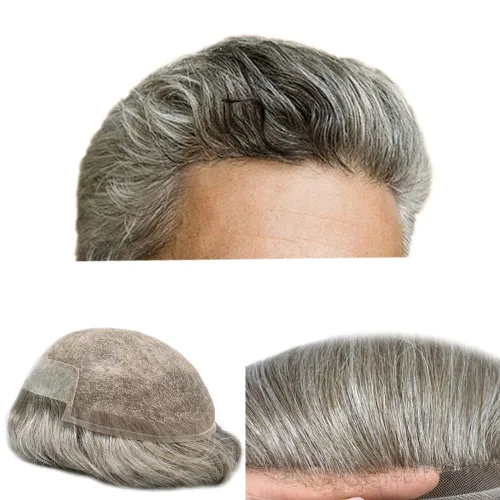 Miniatura 34 de Tupé para hombre, cabello humano real, suave encaje suizo frontal, tupé para hombres, sistema de cabello, extensiones capilar para hombre