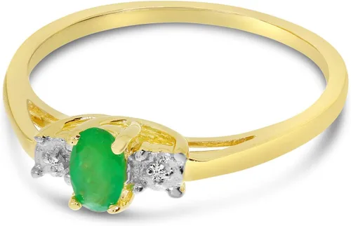 Miniatura 4 de Direct-Jewelry Anillo de diamantes y esmeralda en oro amarillo de 14 K