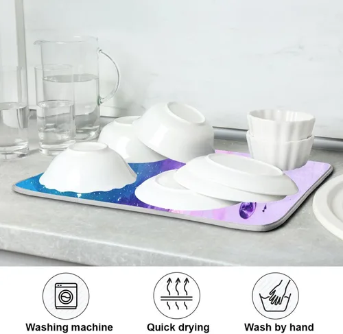 Miniatura 7 de Tapete de secado de platos súper absorbente, tapete de microfibra de secado rápido, 16 x 18 pulgadas, almohadilla de secado de platos de cocina
