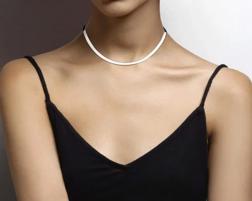 Miniatura 3 de Miabella 925 Sterling Silver Italian Solid 4.5mm Flexible Flat Herringbone Chain Necklace Women, Made in Italy