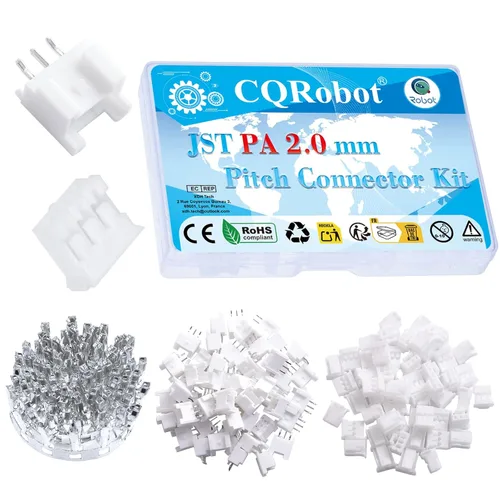 Miniatura 37 de CQRobot JST EL 4.5 mm de paso 2 pines conector electrónico IC macho, enchufes hembra carcasa y kit de terminales de crimpado en T macho/hembra. 50