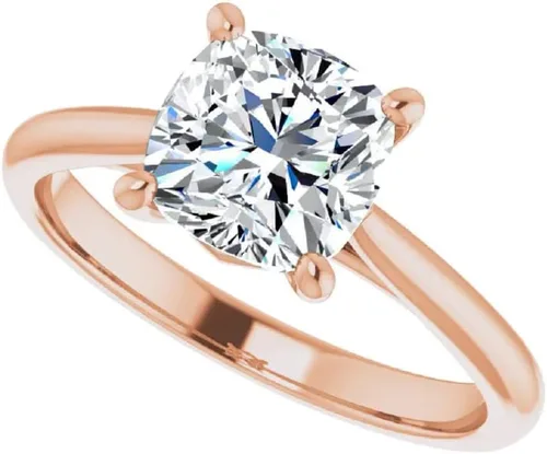 Miniatura 4 de 925 Silver, 10K14K18K Solid Gold Moissanite Engagement Ring, 3 CT Cushion Cut Handmade Solitaire Ring, Wedding Ring for WomenHer Anniversary Propose