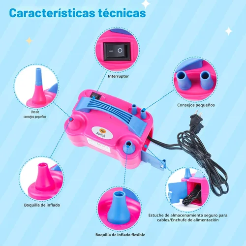 Miniatura 3 de Bomba eléctrica de globos, máquina sopladora de globos eléctrica portátil, bomba de aire de globos, boquilla doble, inflador de globos de 110 V 600