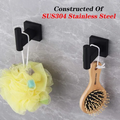 Miniatura 5 de GERZWY Gancho para ropa de baño, color negro mate, SUS 304, de acero inoxidable, para baño, cocina, garaje, resistente, contemporáneo, estilo hotel