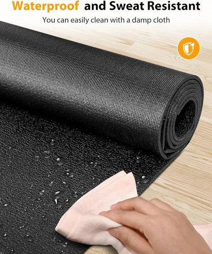 Miniatura 3 de Alfombrilla plegable de goma para caminadora, alfombrilla para bicicleta estática con absorción de impactos impermeable, antideslizante, tapete